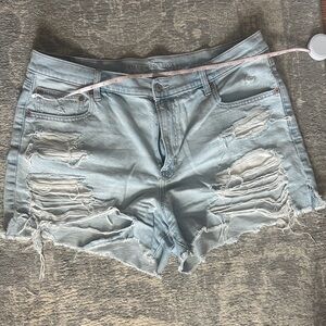 American Eagle Outfitters Light Blue Ripped Jean Shorts